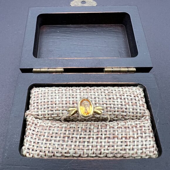 Vintage Sterling Silver Citrine Ring Size 7 - Yellow Gemstone Statement Ring - Picture 5 of 9